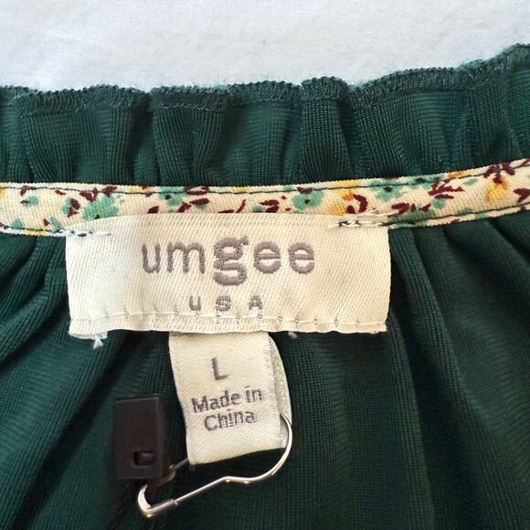 Velvet Renaissance Peasant Top Sz L Green Heavy Oversized Larp Ribbed Sleeve NWT - Picture 2 of 11